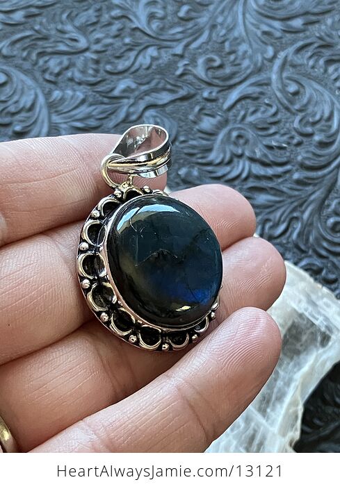 Round Blue Flash Labradorite Pendant Stone Crystal Jewelry - #dBFsW51a6ag-4