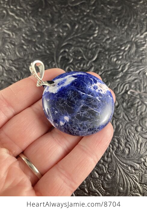 Round Blue Sodalite Stone Jewelry Crystal Pendant - #h7Ly58KH9mY-4