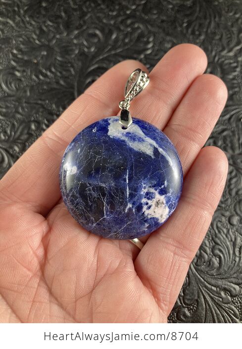 Round Blue Sodalite Stone Jewelry Crystal Pendant - #h7Ly58KH9mY-2