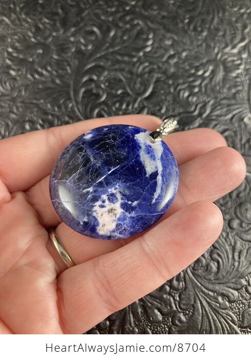 Round Blue Sodalite Stone Jewelry Crystal Pendant - #h7Ly58KH9mY-3