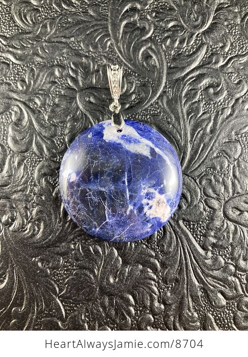 Round Blue Sodalite Stone Jewelry Crystal Pendant - #h7Ly58KH9mY-1