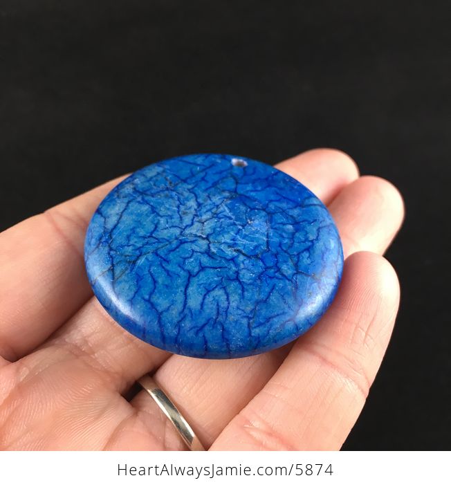 Round Blue Turquoise Stone Jewelry Pendant - #WT4HWkW5MIo-2