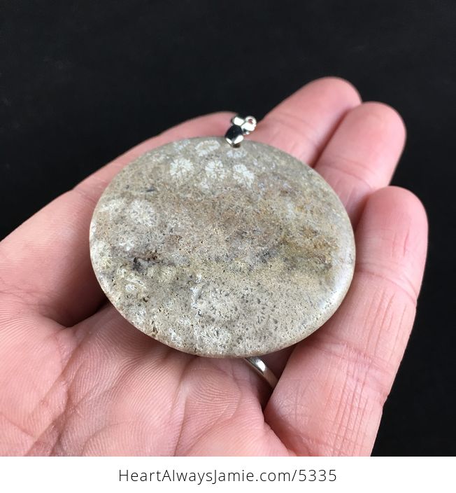 Round Coral Fossil Stone Jewelry Pendant - #g4uaLDySs7U-2