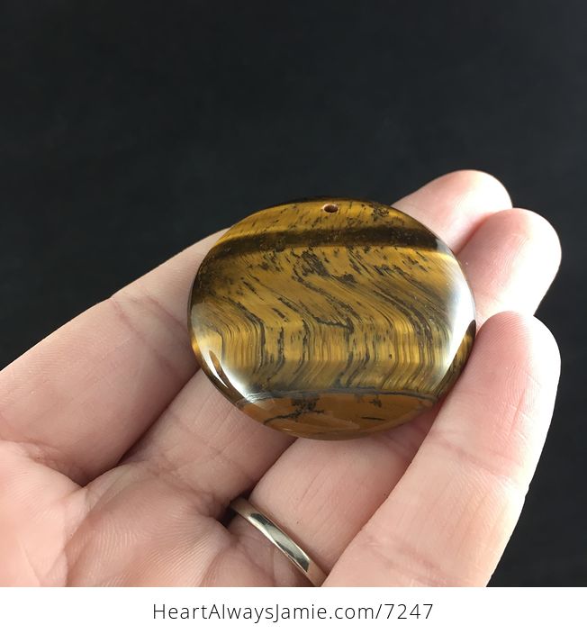 Round Gold Yellow Tigers Eye Stone Jewelry Pendant - #aVvQwgeUbGY-2
