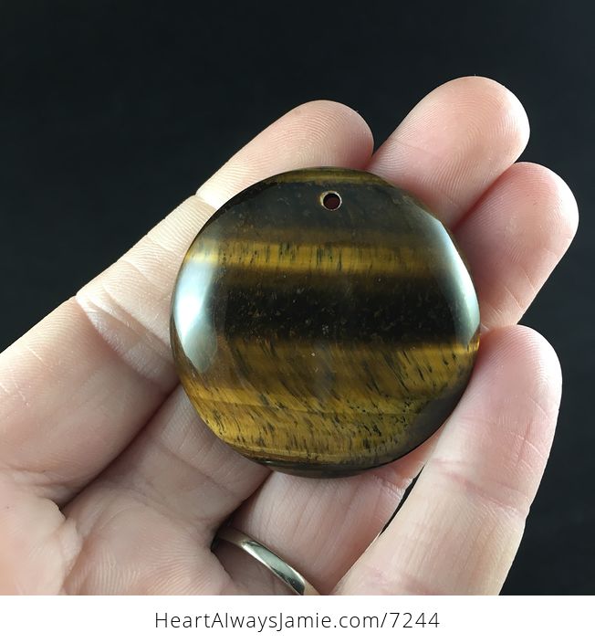 Round Golden Yellow Tigers Eye Stone Jewelry Pendant - #Lre8iC4qllc-1