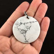 Round Gray and White Howlite Stone Jewelry Pendant #k8mb0EoAO5A