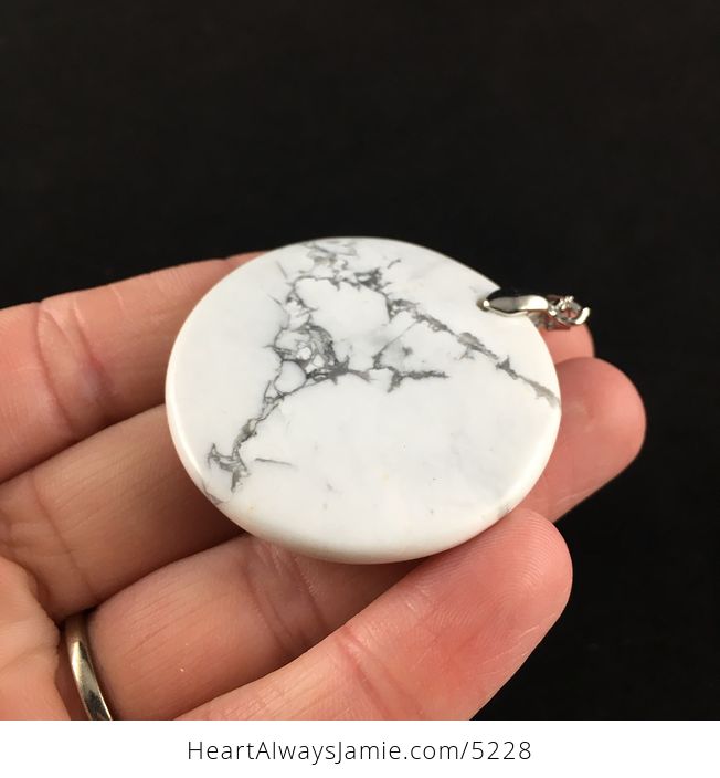 Round Gray and White Howlite Stone Jewelry Pendant - #k8mb0EoAO5A-3