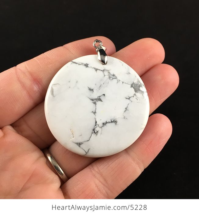 Round Gray and White Howlite Stone Jewelry Pendant - #k8mb0EoAO5A-5