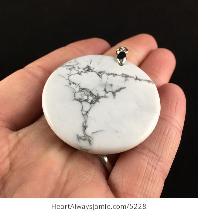 Round Gray and White Howlite Stone Jewelry Pendant - #k8mb0EoAO5A-2