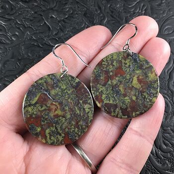 Round Green and Red African Bloodstone Jewelry Earrings #t7yTvIonHyw