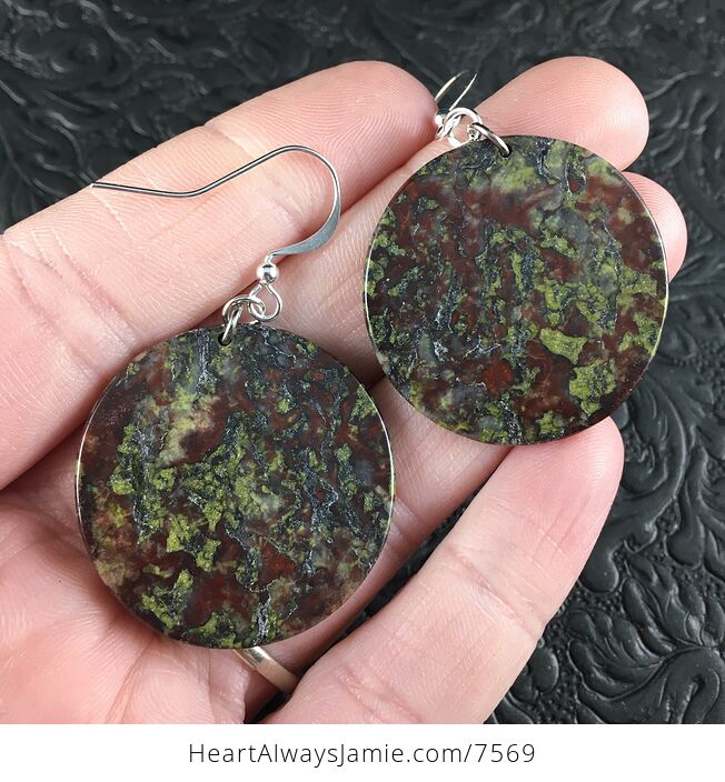 Round Green and Red African Bloodstone Jewelry Earrings - #CTyt8EtegHs-1
