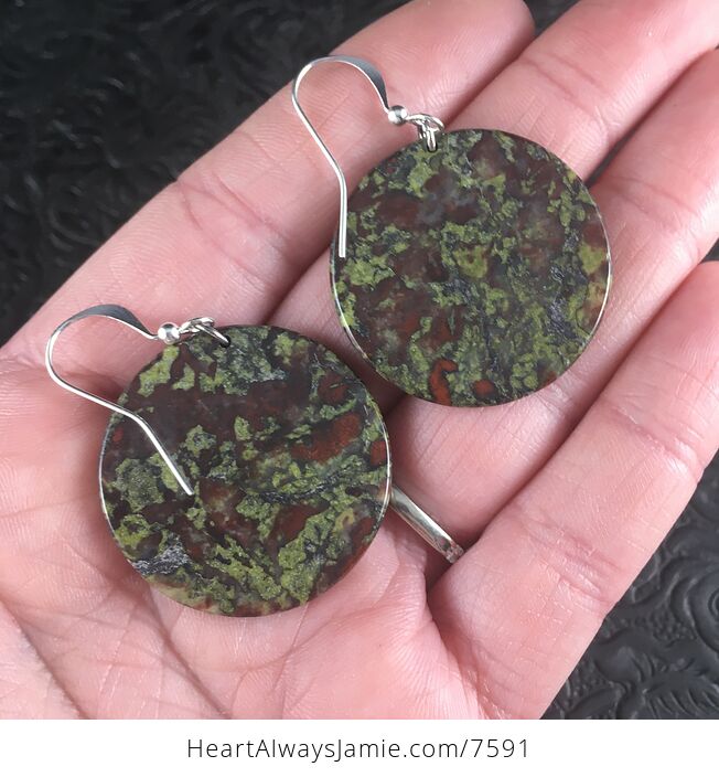 Round Green and Red African Bloodstone Jewelry Earrings - #Ylt0KJjgoxE-2