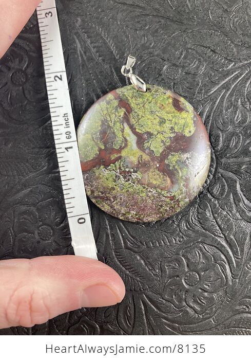 Round Green and Red African Bloodstone Natural Jewelry Pendant - #GzoYOLOYqZQ-3