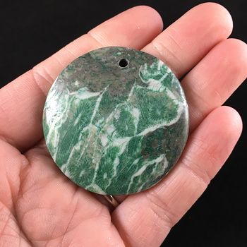 Round Green Coral Fossil Stone Jewelry Pendant #r2l2wmbm4Z0