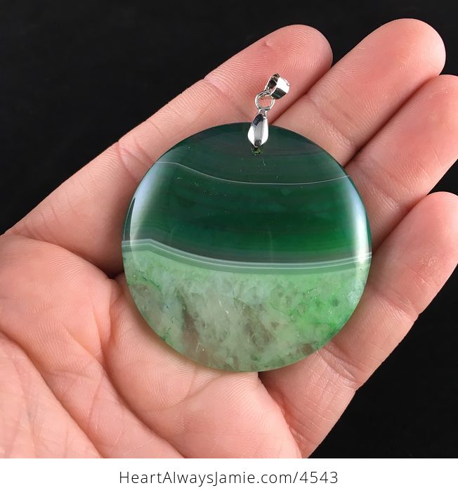 Round Green Drusy Agate Stone Jewelry Pendant - #CgUQyHalRHw-1