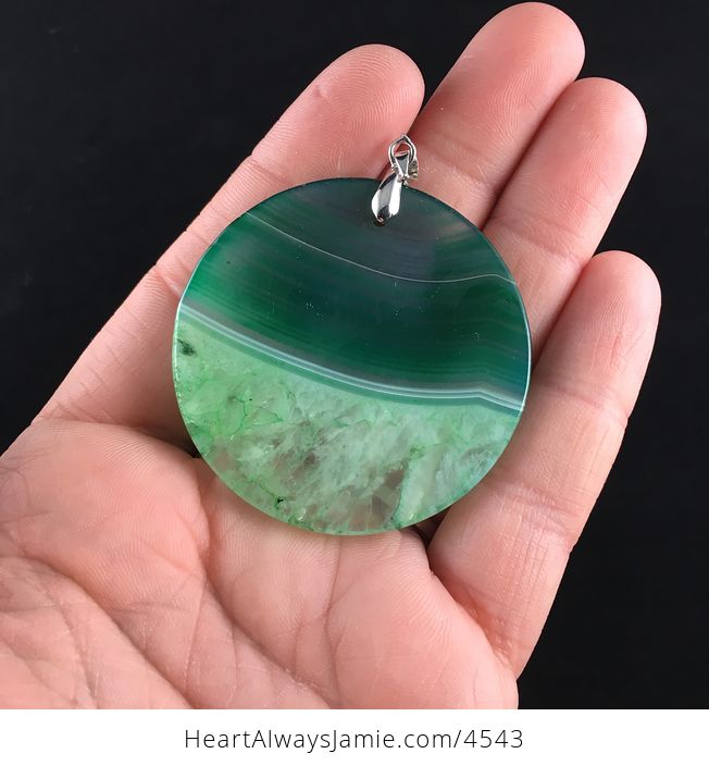 Round Green Drusy Agate Stone Jewelry Pendant - #CgUQyHalRHw-4
