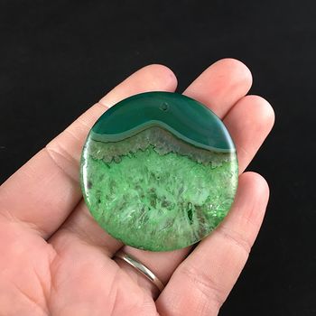 Round Green Drusy Crystal Agate Stone Jewelry Pendant #aHo1cuP5LHk