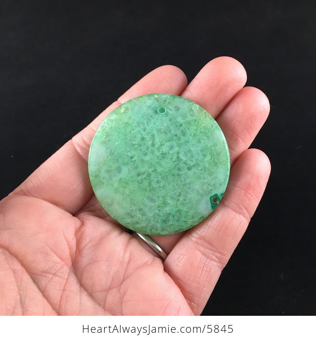 Round Green Drusy Crystal Agate Stone Jewelry Pendant - #ai2hlwMSVrU-6