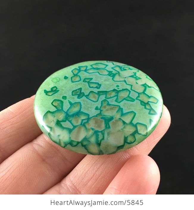 Round Green Drusy Crystal Agate Stone Jewelry Pendant - #ai2hlwMSVrU-4