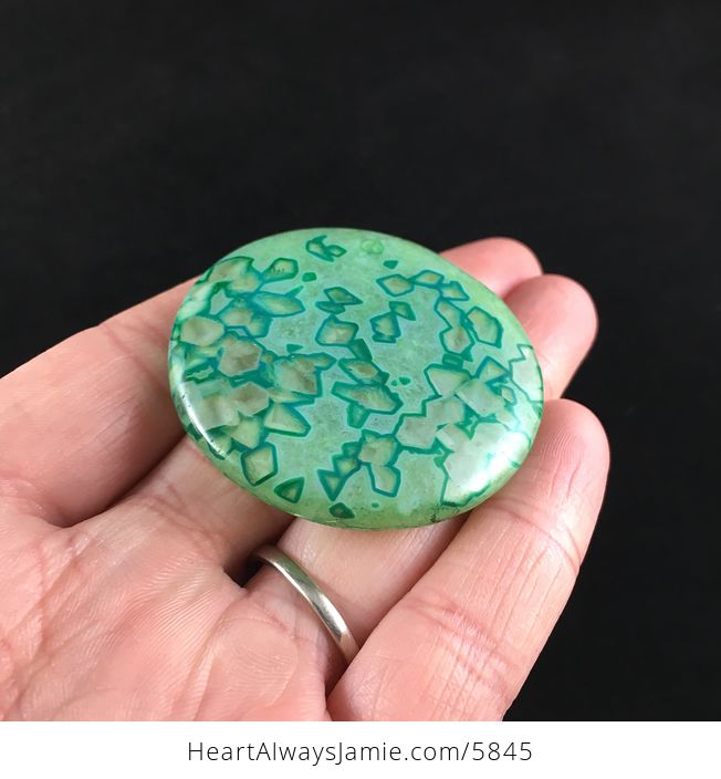 Round Green Drusy Crystal Agate Stone Jewelry Pendant - #ai2hlwMSVrU-2