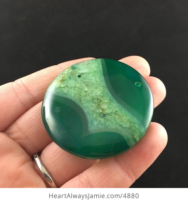 Round Green Druzy Agate Stone Jewelry Pendant - #hxLV1uhmkAw-4