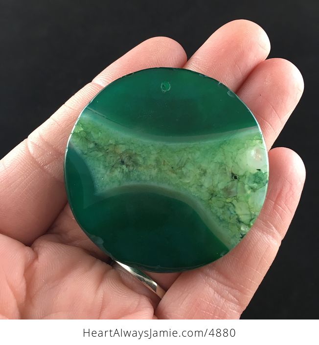Round Green Druzy Agate Stone Jewelry Pendant - #hxLV1uhmkAw-6