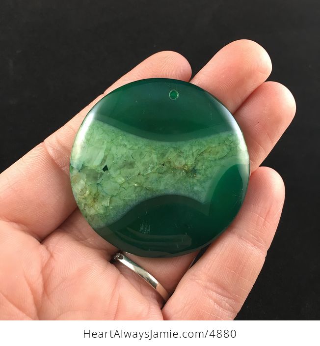 Round Green Druzy Agate Stone Jewelry Pendant - #hxLV1uhmkAw-1