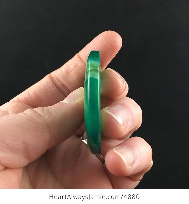Round Green Druzy Agate Stone Jewelry Pendant - #hxLV1uhmkAw-5
