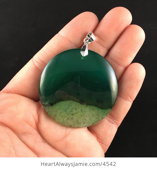 Round Green Druzy Stone Jewelry Pendant - #yk5SlK7FHOk-1