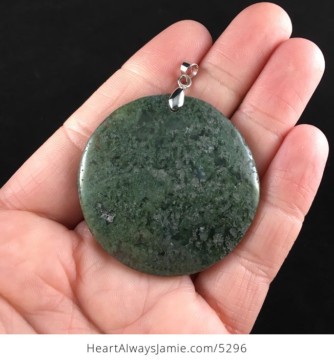 Round Green Moss Agate Stone Jewelry Pendant - #mZsv2rzyDnc-1