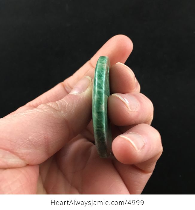 Round Green Nipomo Coral Fossil Stone Jewelry Pendant - #jEstqTdCOho-4