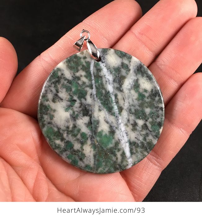 Round Green Qinghai Jade Agate Stone Pendant Necklace - #YdxpzIwJgXk-2