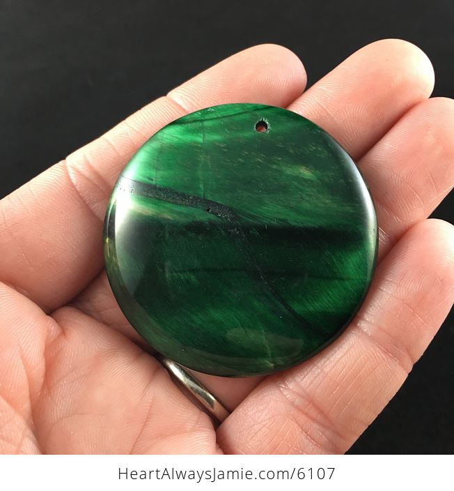 Round Green Tiger Eye Stone Jewelry Pendant - #iNfnxZDKwDw-1
