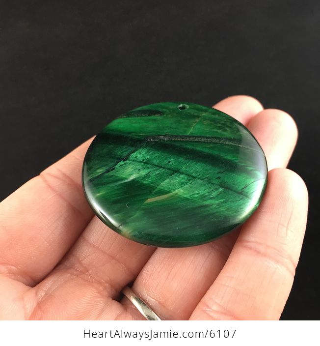 Round Green Tiger Eye Stone Jewelry Pendant - #iNfnxZDKwDw-3
