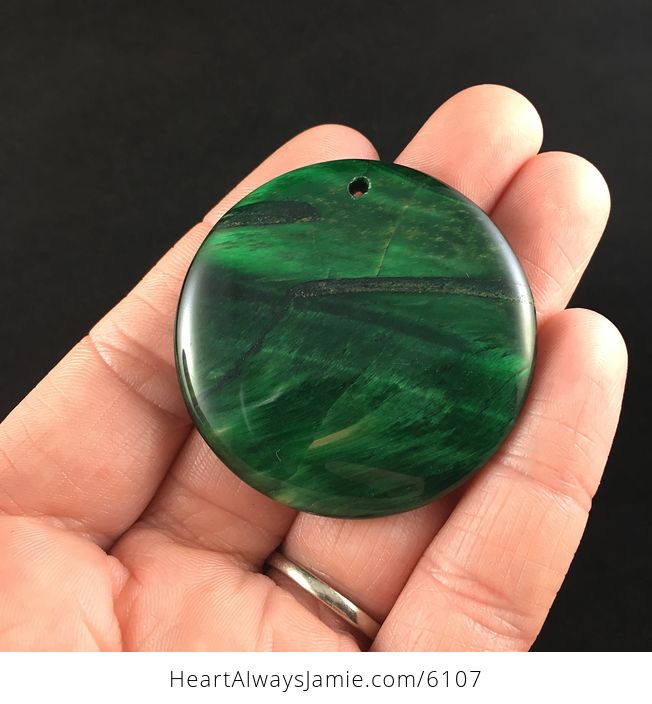 Round Green Tiger Eye Stone Jewelry Pendant - #iNfnxZDKwDw-2