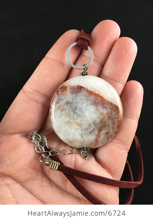 Round Icy Quartz Stone Jewelry Pendant Necklace - #8hRoxQGVTSY-1