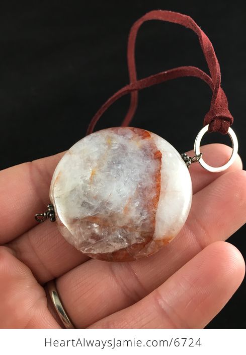 Round Icy Quartz Stone Jewelry Pendant Necklace - #8hRoxQGVTSY-3
