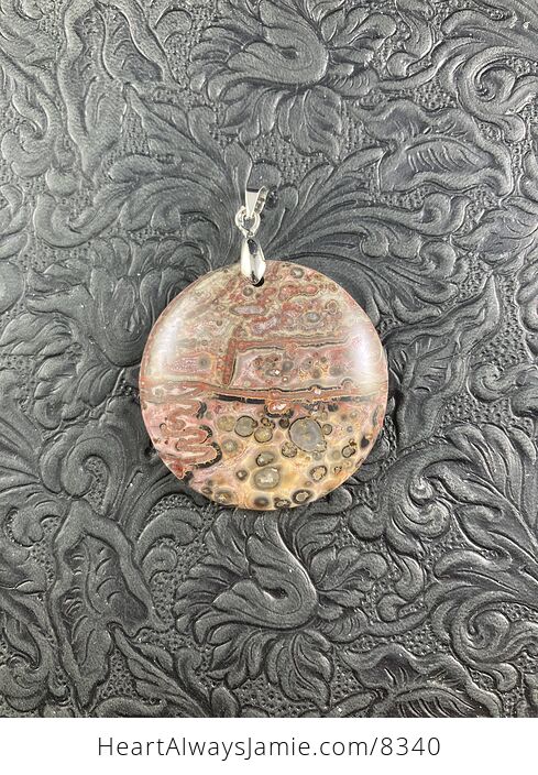 Round Leopard Skin Jasper Stone Jewelry Pendant - #yg72R9WpOPE-1