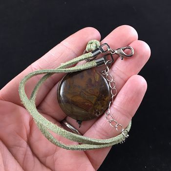 Round Maple Jasper Stone Jewelry Pendant Necklace #RcLWizsEOO4