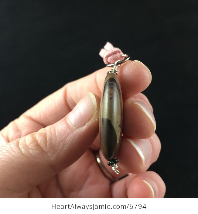 Round Maple Jasper Stone Jewelry Pendant Necklace - #KpOsbYMTwco-4