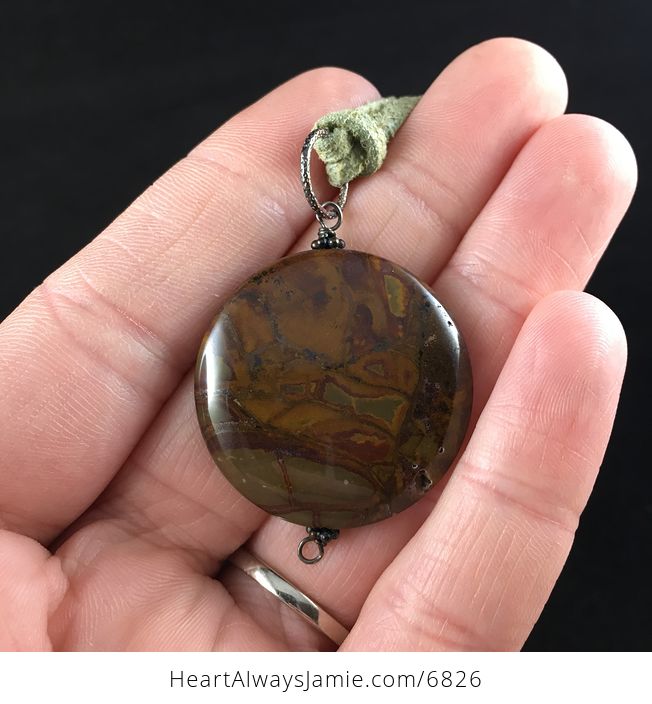 Round Maple Jasper Stone Jewelry Pendant Necklace - #RcLWizsEOO4-3
