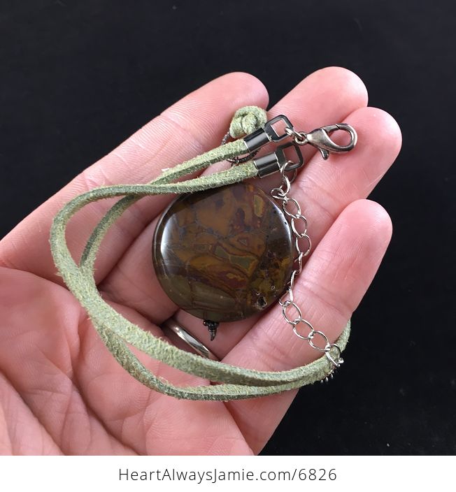 Round Maple Jasper Stone Jewelry Pendant Necklace - #RcLWizsEOO4-1