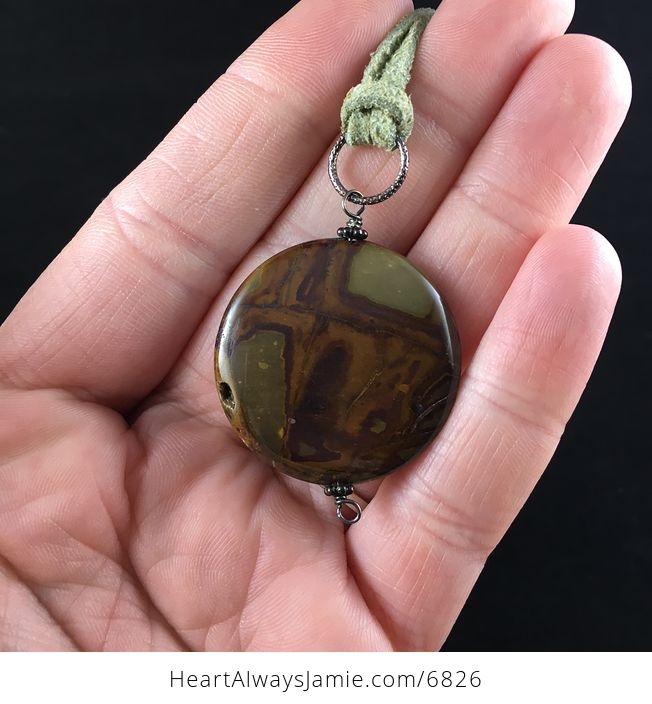 Round Maple Jasper Stone Jewelry Pendant Necklace - #RcLWizsEOO4-2