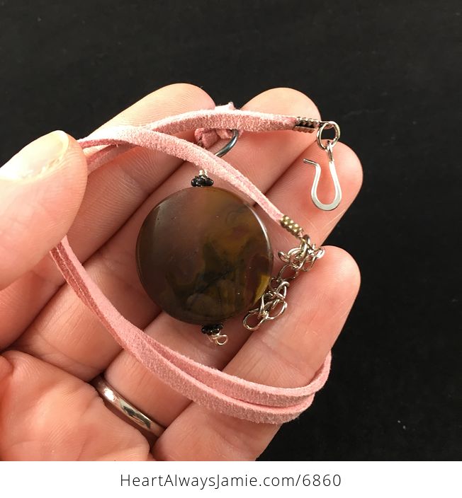 Round Maple Jasper Stone Jewelry Pendant Necklace - #TIBrszJbsuI-5