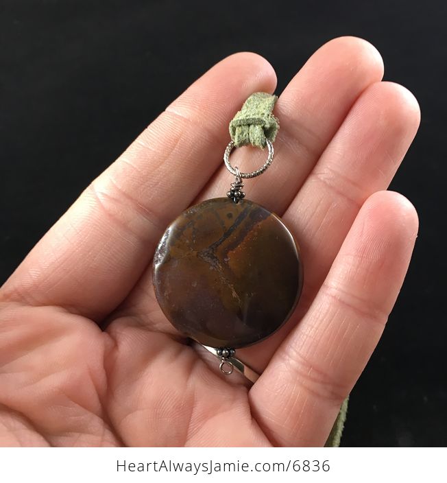 Round Maple Jasper Stone Jewelry Pendant Necklace - #iEmppZSjMUw-2