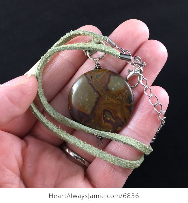 Round Maple Jasper Stone Jewelry Pendant Necklace - #iEmppZSjMUw-5