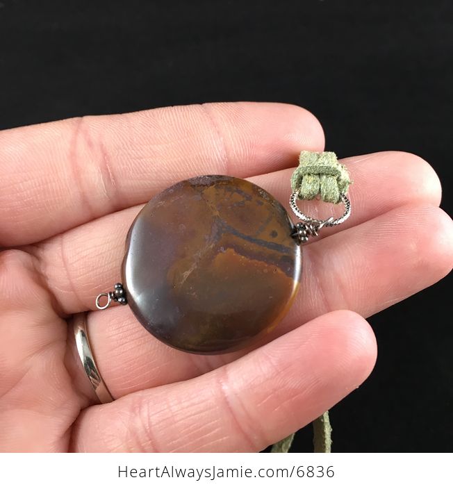 Round Maple Jasper Stone Jewelry Pendant Necklace - #iEmppZSjMUw-3