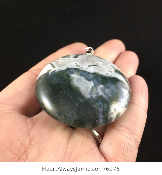 Round Moss Agate Stone Jewelry Pendant - #2wAQ5jugN40-2