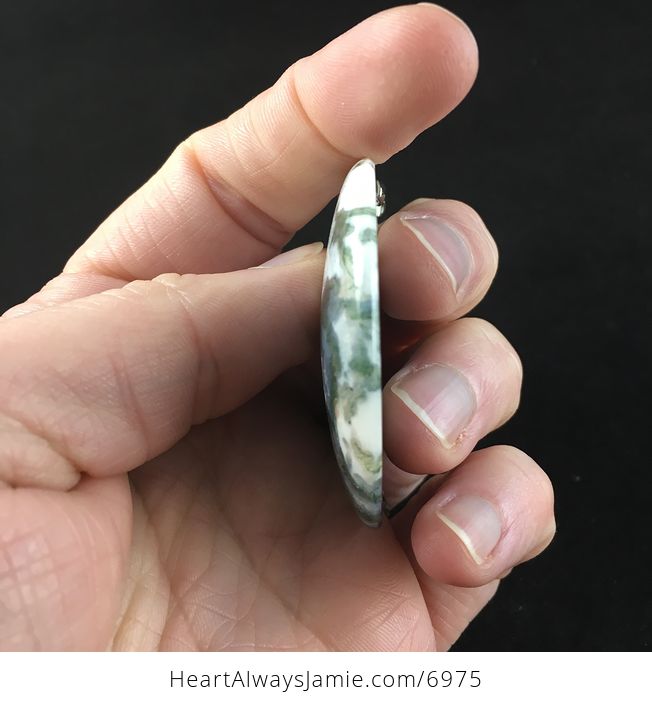 Round Moss Agate Stone Jewelry Pendant - #2wAQ5jugN40-5