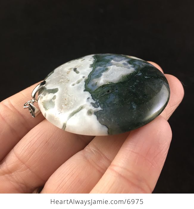 Round Moss Agate Stone Jewelry Pendant - #2wAQ5jugN40-4